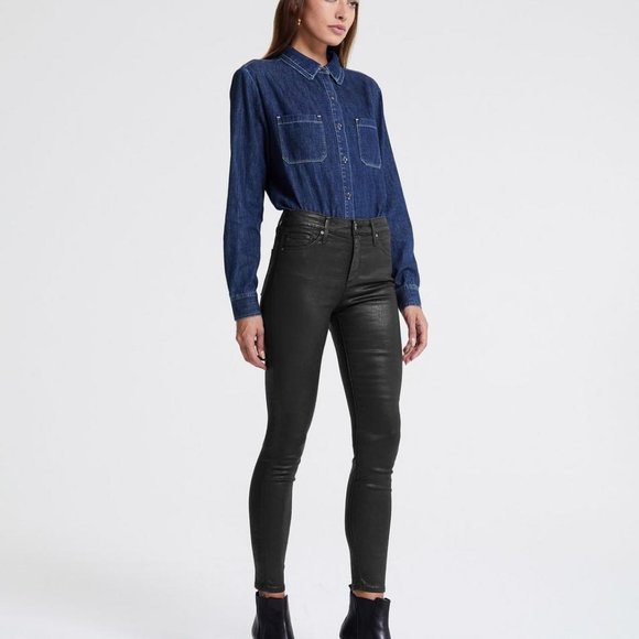 Ag Adriano Goldschmied Denim - AG Farrah High Rise Ankle Coated Skinny Jean Black